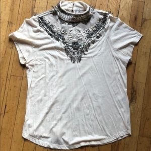 T-shirt with beaded detailing